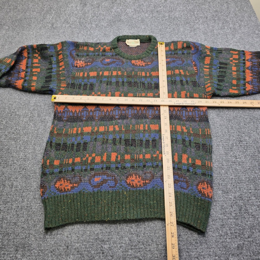 VTG Pierre Paul Mohair Wool Sweater Mens L Made in Italy Geometric Abstract Blue - Picture 8 of 9